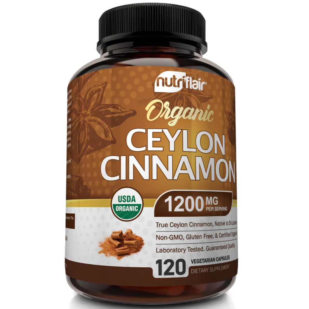 Organic Ceylon Cinnamon 1200mg per Serving, 120 Capsules F870