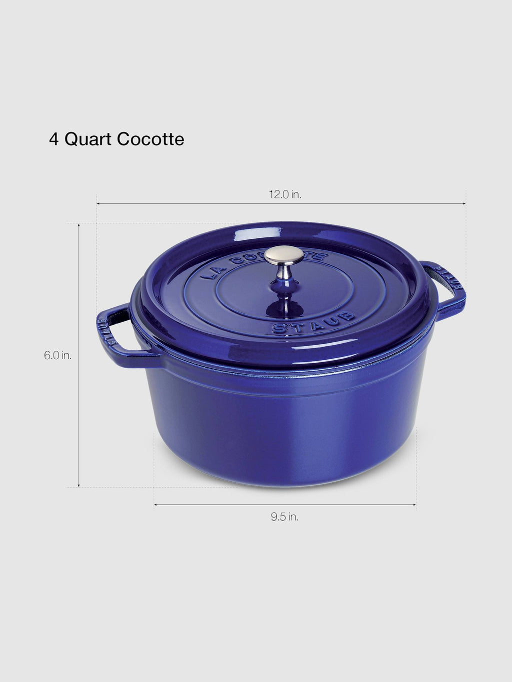Dark Blue Cast Iron 4-Quart Round Cocotte F166775