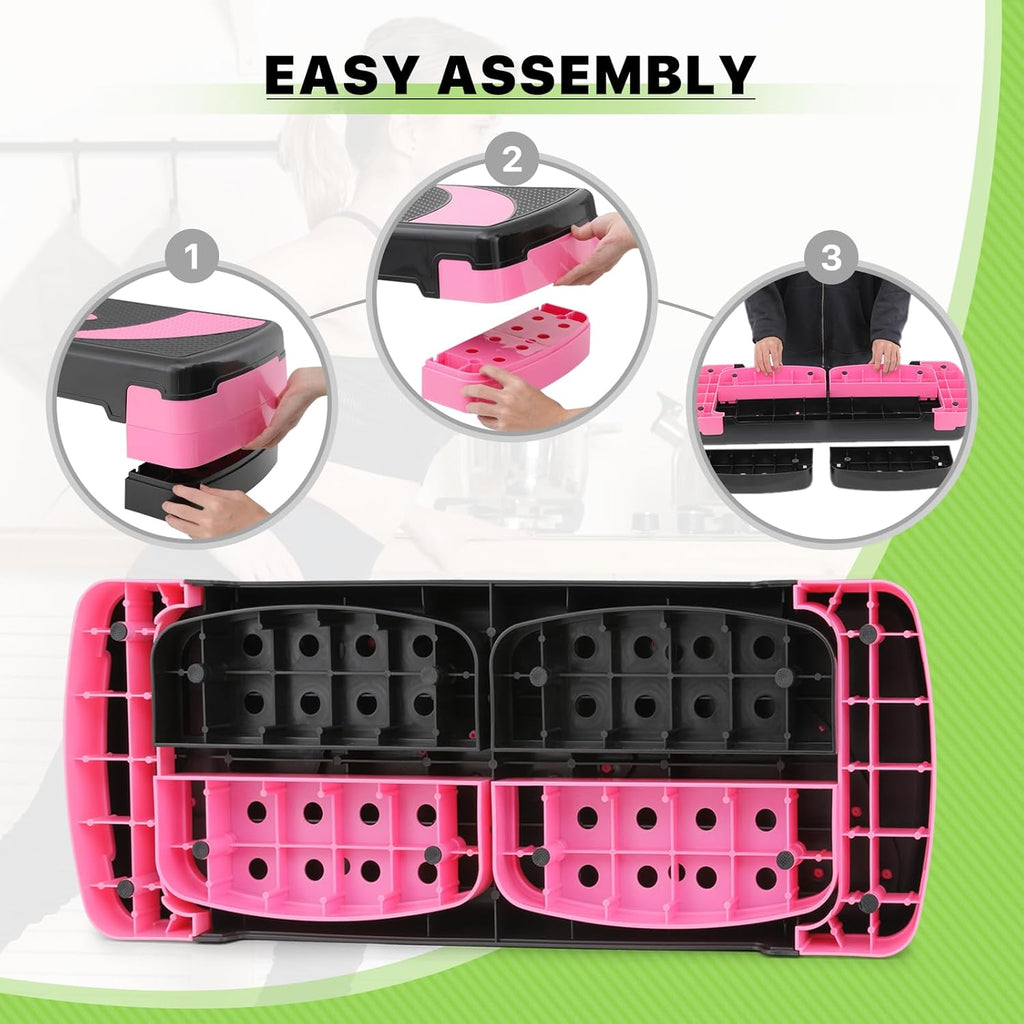 Pink Adjustable Workout Step Platform with Risers F955881