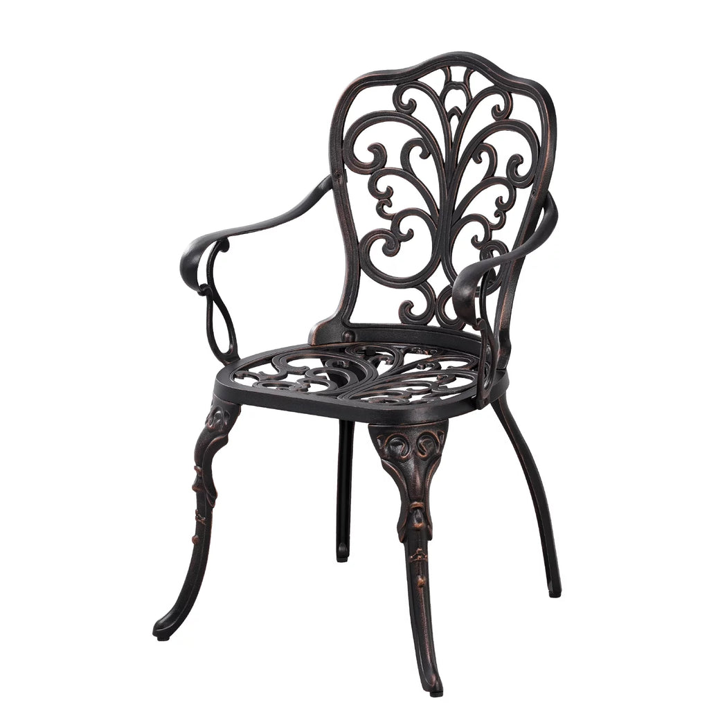 3-Piece Bistro Table and Chairs Set of 2 Outdoor Furniture, Bronze D6955