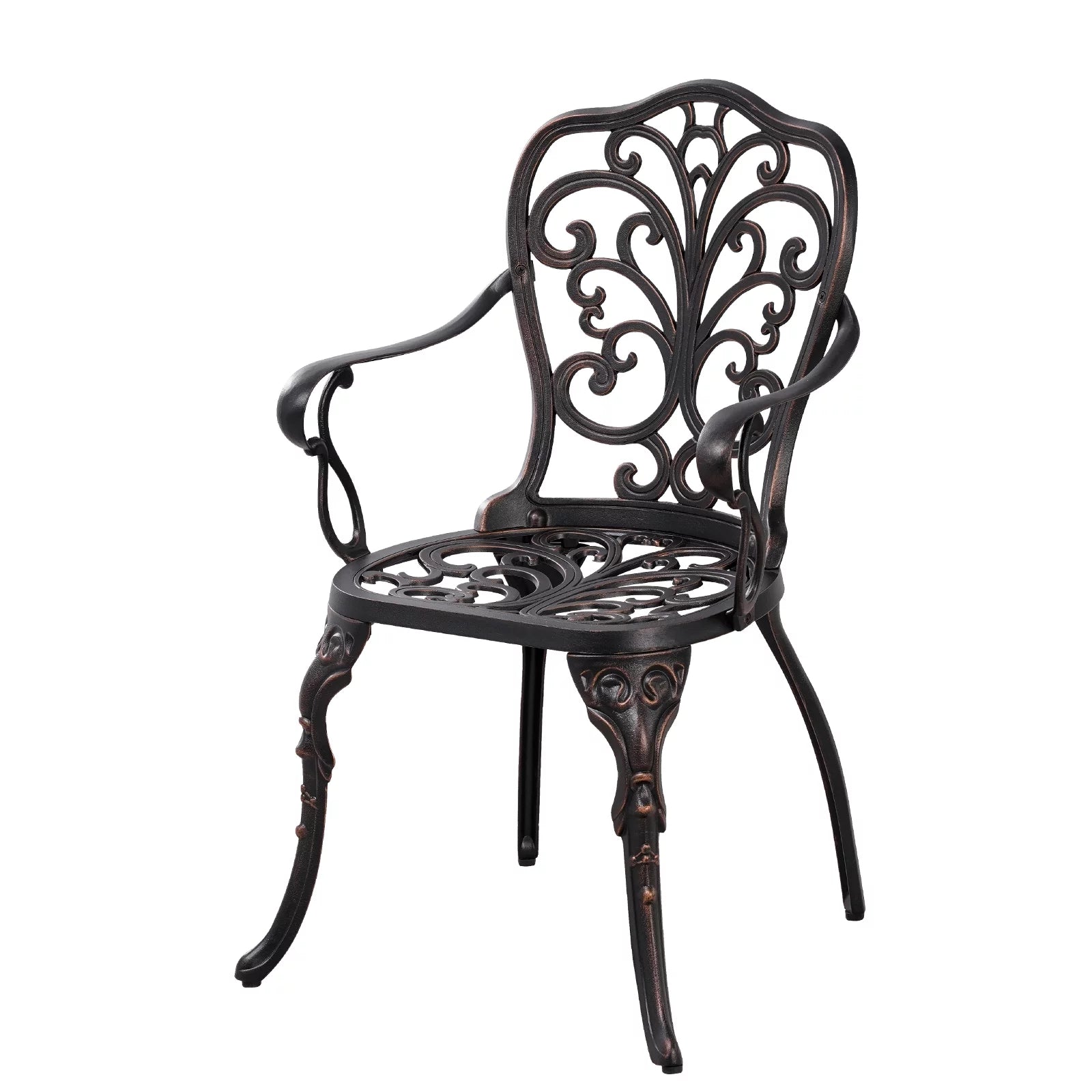 3-Piece Bistro Table and Chairs Set of 2 Outdoor Furniture, Bronze D6955