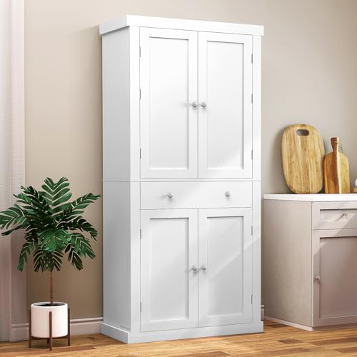 White 6 Door 1 Drawer Pantry Cabinet I559