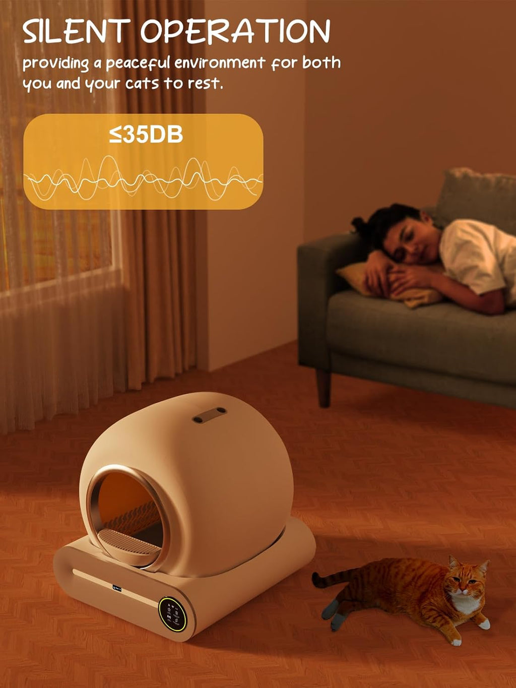 White Smart Self-Cleaning Litter Box 65L+9L Capacity K405