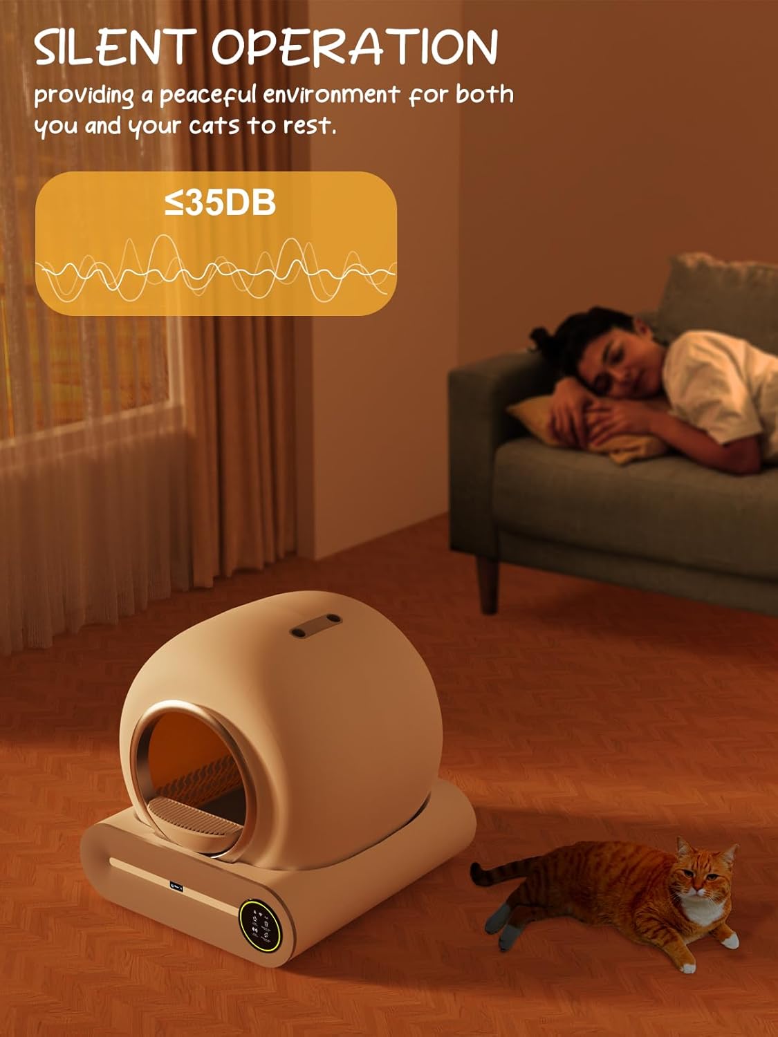 White Smart Self-Cleaning Litter Box 65L+9L Capacity K405
