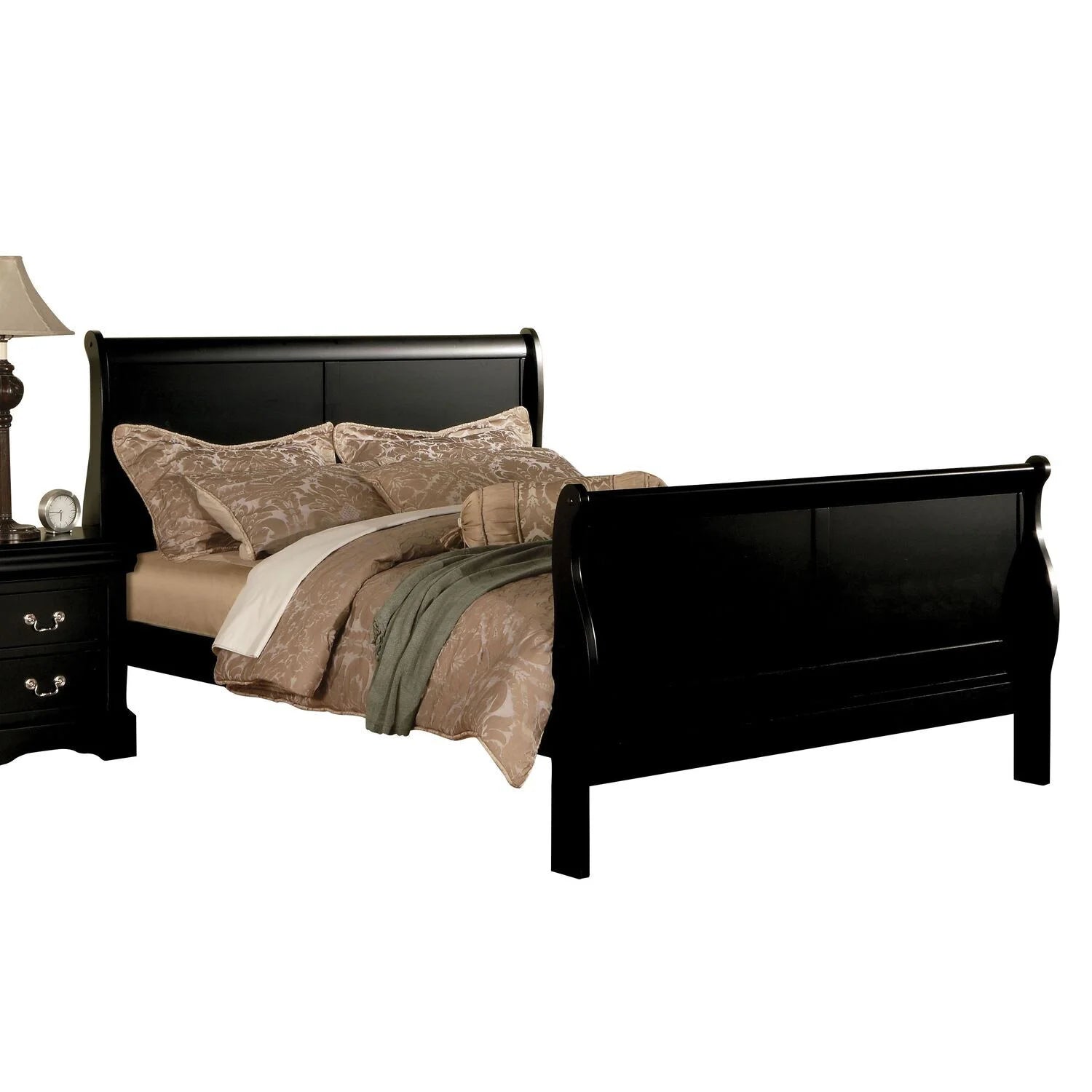 Black Eastern King Sleigh Bed T568047