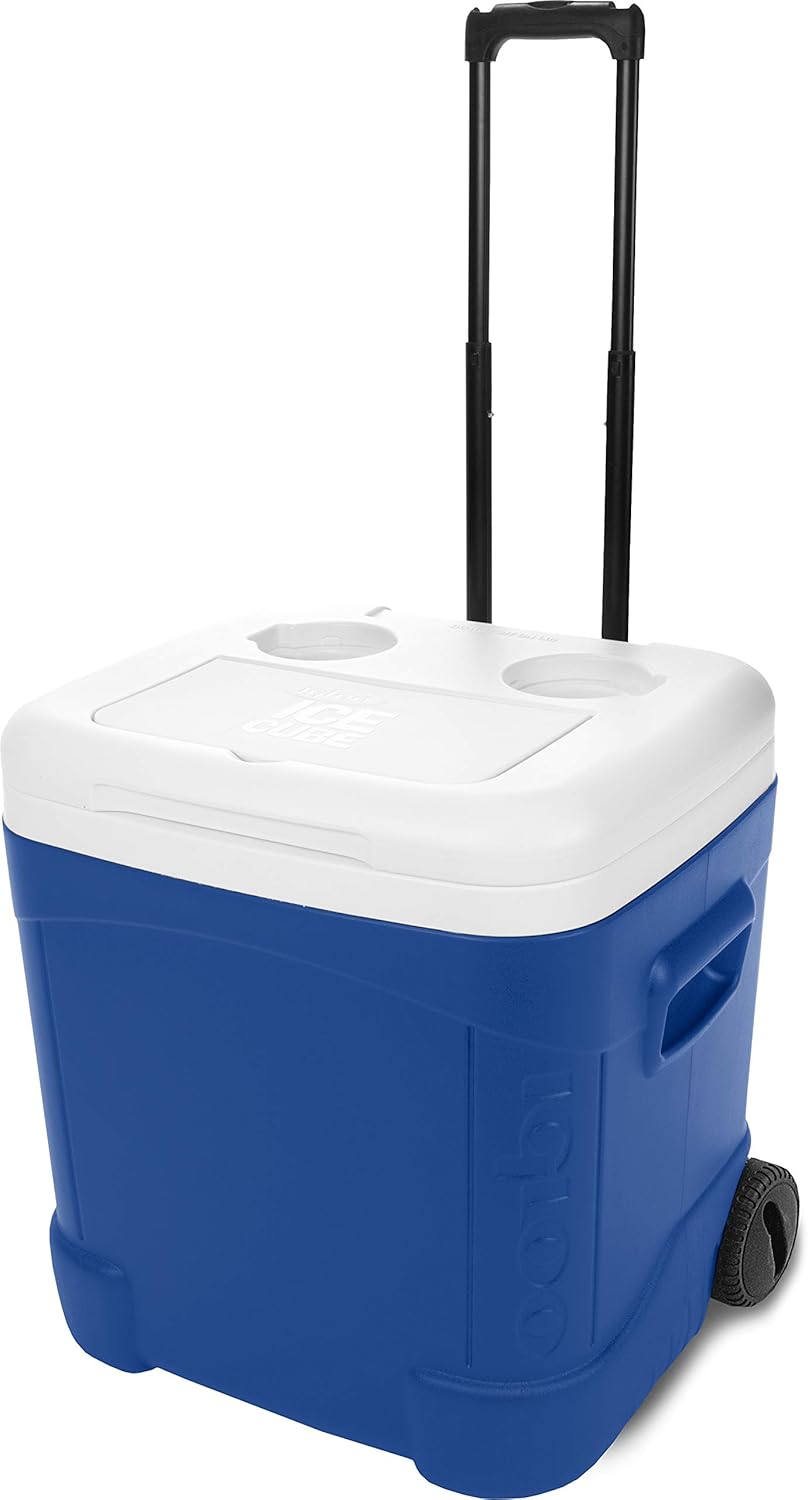 White/Blue 60 Qt Wheeled Cooler I75428