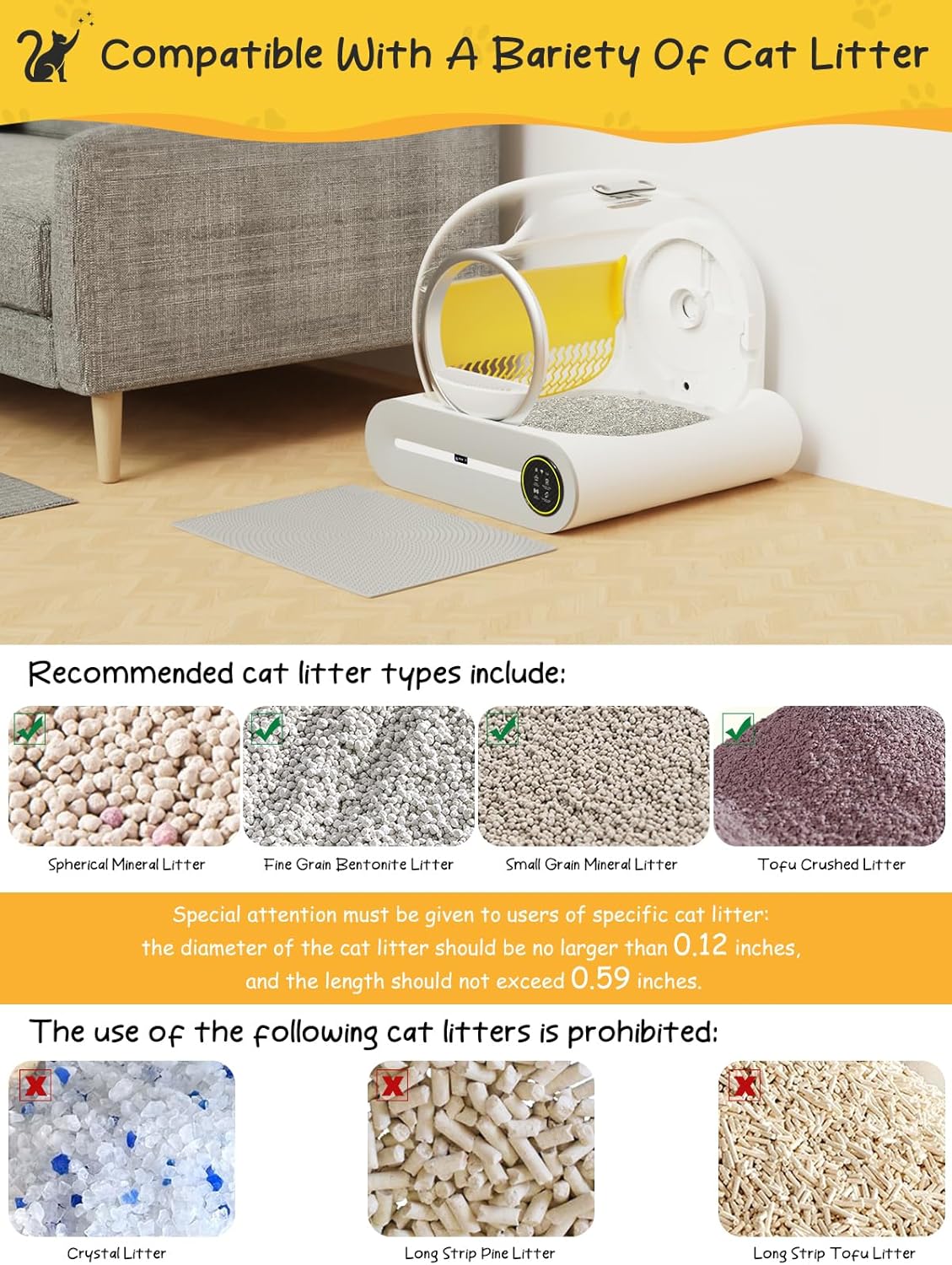 White Smart Self-Cleaning Litter Box 65L+9L Capacity K405