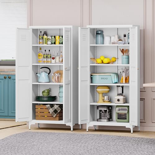Black 61 inch Metal Pantry Storage Cabinet with Adjustable Shelves L96806