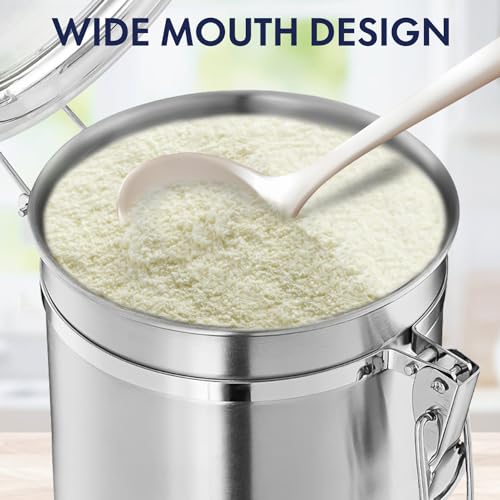 165oz Stainless Steel Airtight Canister with Clear Lid and Locking Clamp W3458