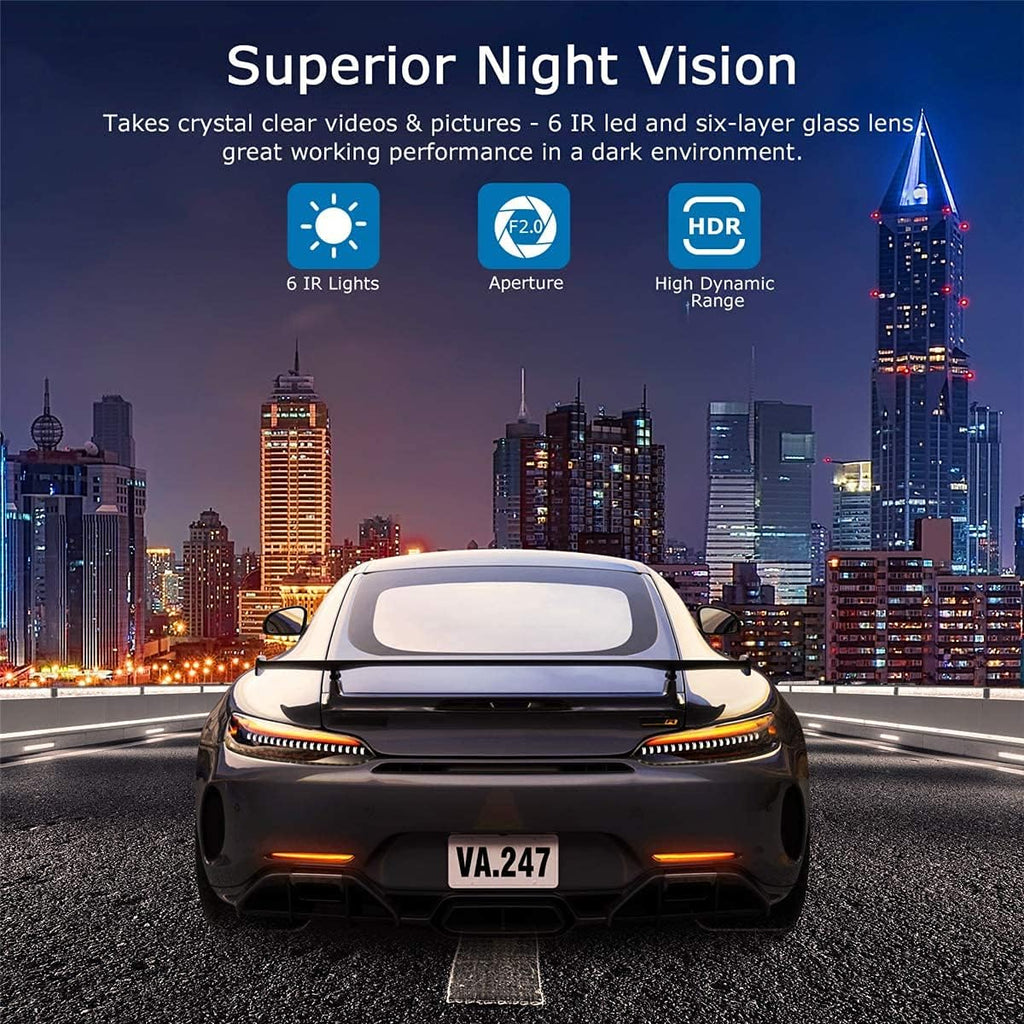 Dash Cam Front and Rear 1080P Full HD Car DVR Dashboard Camera with 3.0" LCD Display Night Vision G-Sensor U522