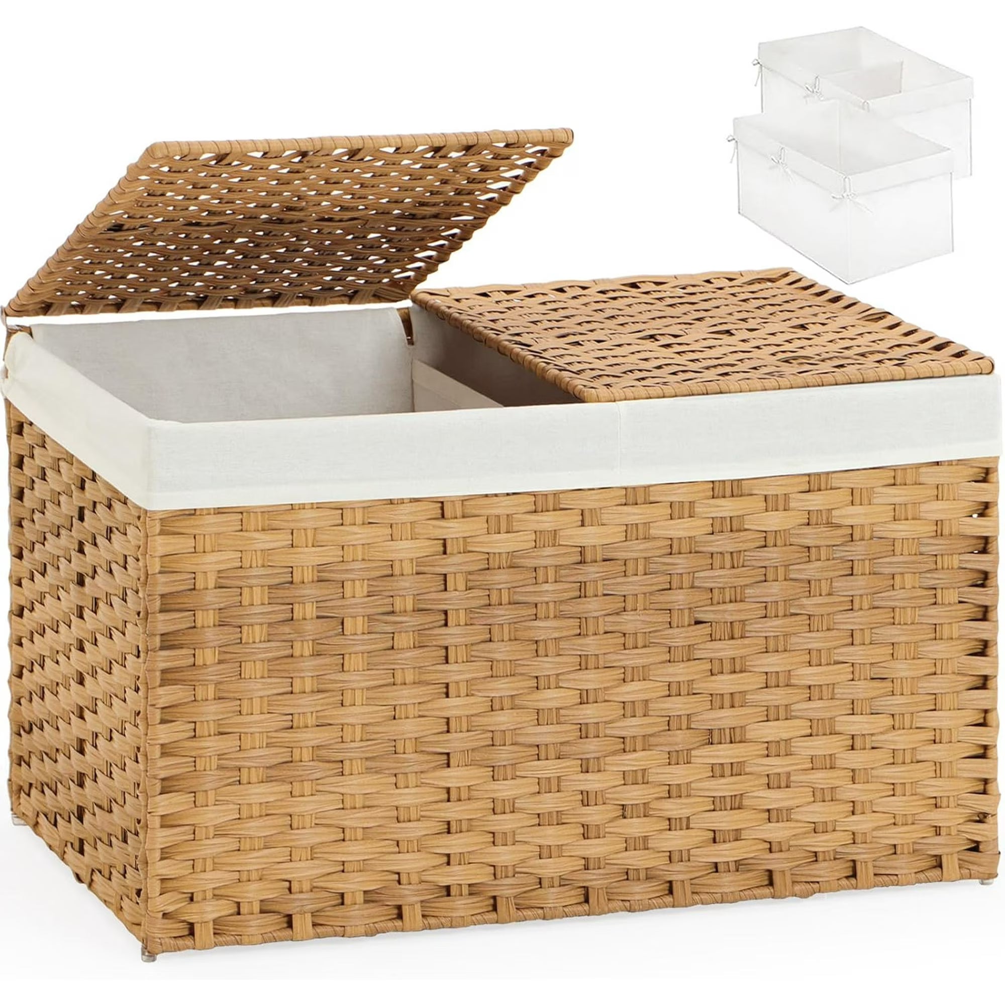 Natural Woven Rattan Storage Basket with Lid 42.3 Gallon N50059
