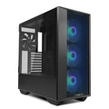 Black E-ATX PC Case with Tempered Glass Doors, Mesh Panels, 4x140mm PWM Fans H553961
