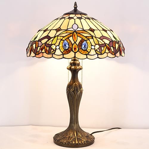 Tiffany Style Stained Glass Table Lamp 16X16X24 Inches Metal Base W289