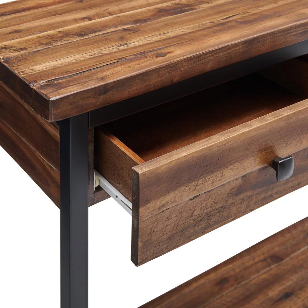 Rustic Wood Console Table with Two Drawers and Low Shelf M73321