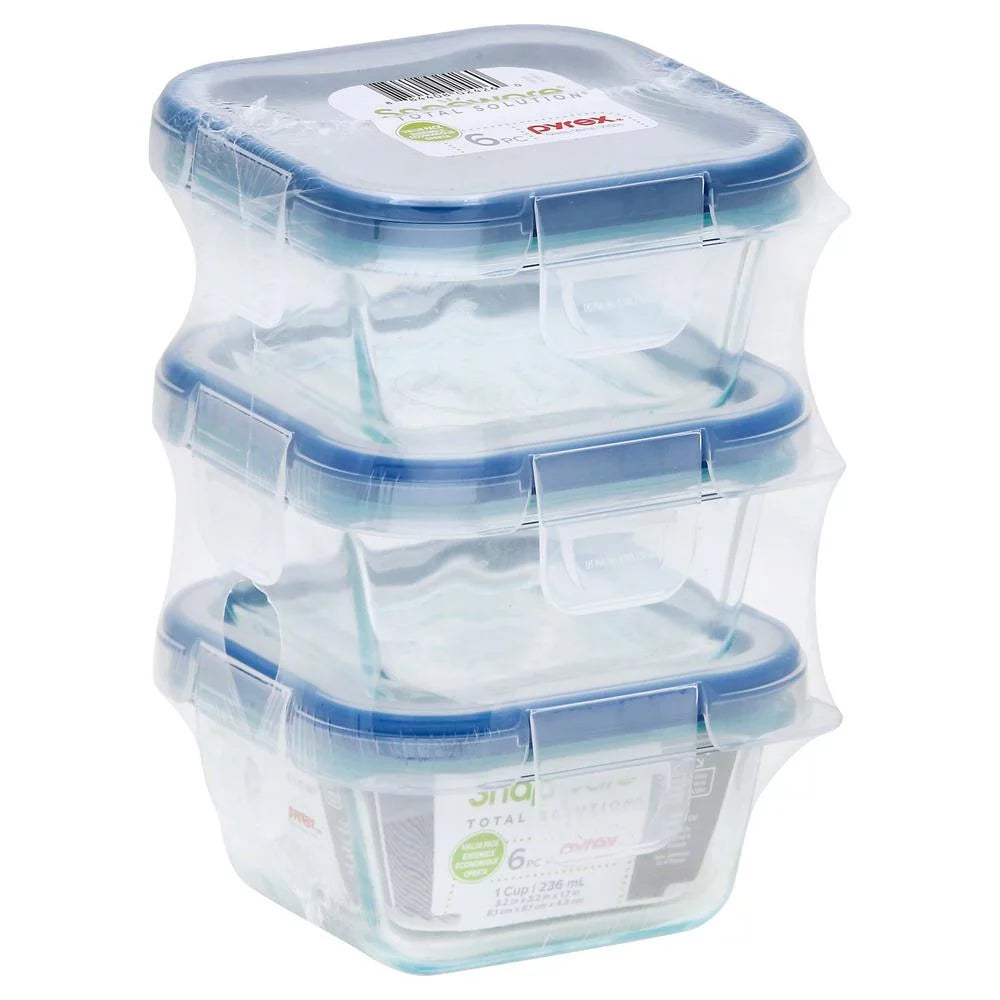 1-Cup Glass Square Storage Container (3-Pack) A2169