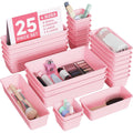 25 PCS Plastic Drawer Organizers Set, 4-Sizes (Pink) H257574