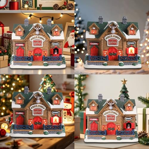 Lighted Ceramic Christmas Village Houses Decorations 8.5" I3813