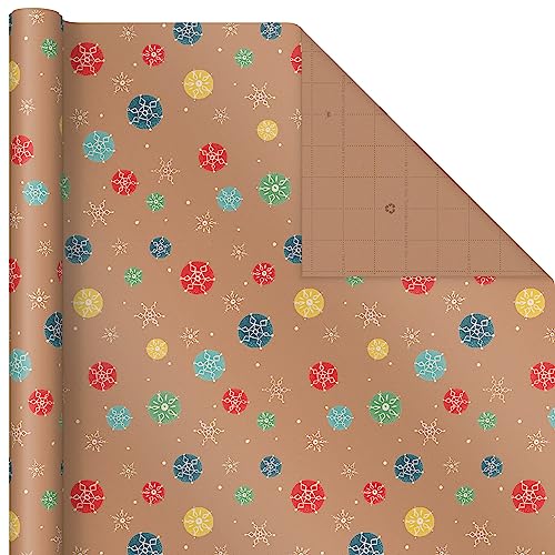 Brown Kraft Christmas Wrapping Paper Rolls (Pack of 3: 90 sq. ft. ttl) Q365853