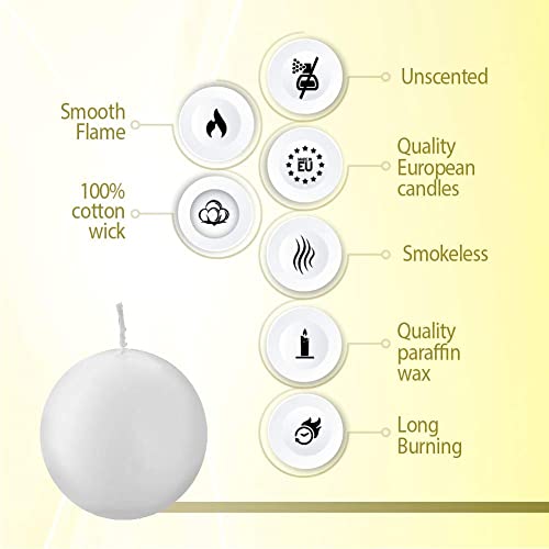 10 Count White Ball Candles - 2.75 Inches Unscented Candle Set Y97723