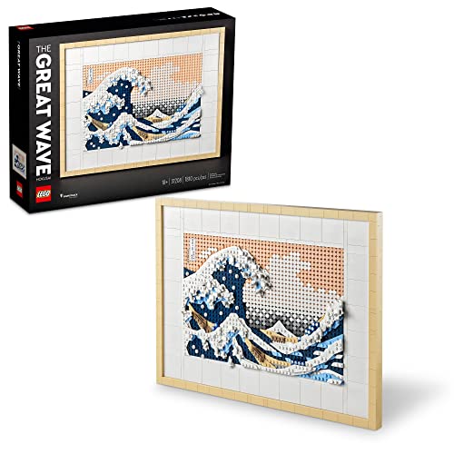 LEGO Art Hokusai – The Great Wave 31208, 3D Japanese Wall Art Craft Kit, Framed Ocean Canvas I199752