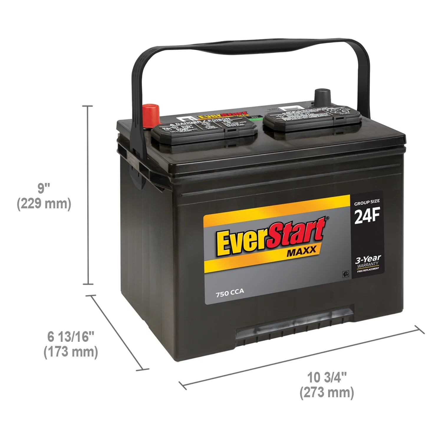 Group Size 24F 12 Volt 750 CCA Lead Acid Automotive Battery U68495