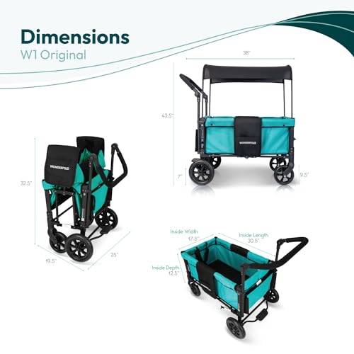 Teal Green Double Stroller Wagon with 5-Point Harnesses U827
