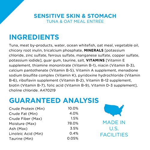Sensitive Skin and Stomach Wet Cat Food Variety Pack, Pack of 24, 3 oz. Cans U1210