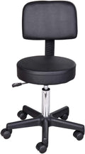 Black Swivel Stool with Back Support, Adjustable Height, PU Leather, Wheels T574551