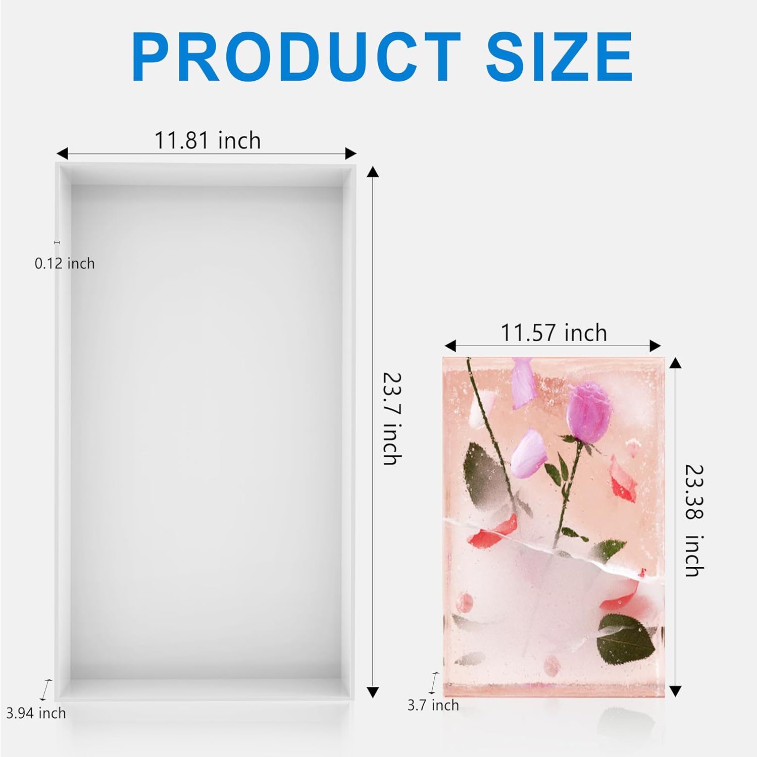 Large Rectangle Resin Table Molds 23.7X11.81 inch Epoxy Resin Table Mold Silicone Molds with 4 Table Support Legs J840