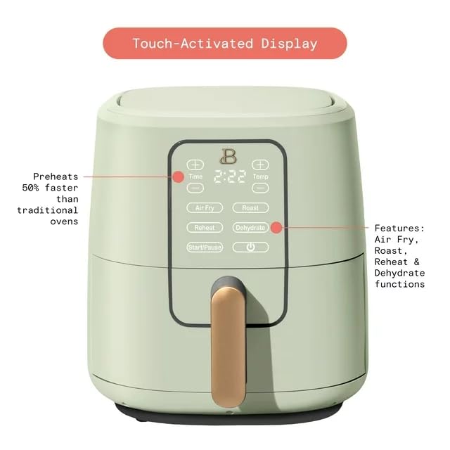 6 Qt Air Fryer with Touch-Activated Display, White H8002
