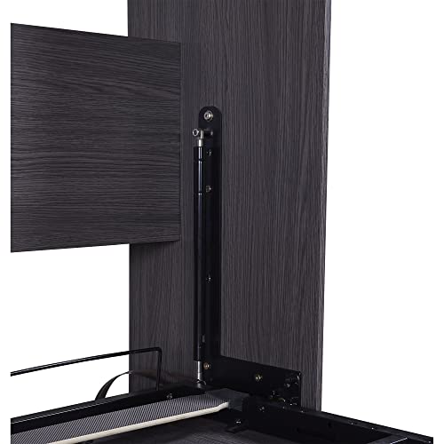 Grey Twin Size Murphy Bed with Wardrobe and Storage Drawers Z7199