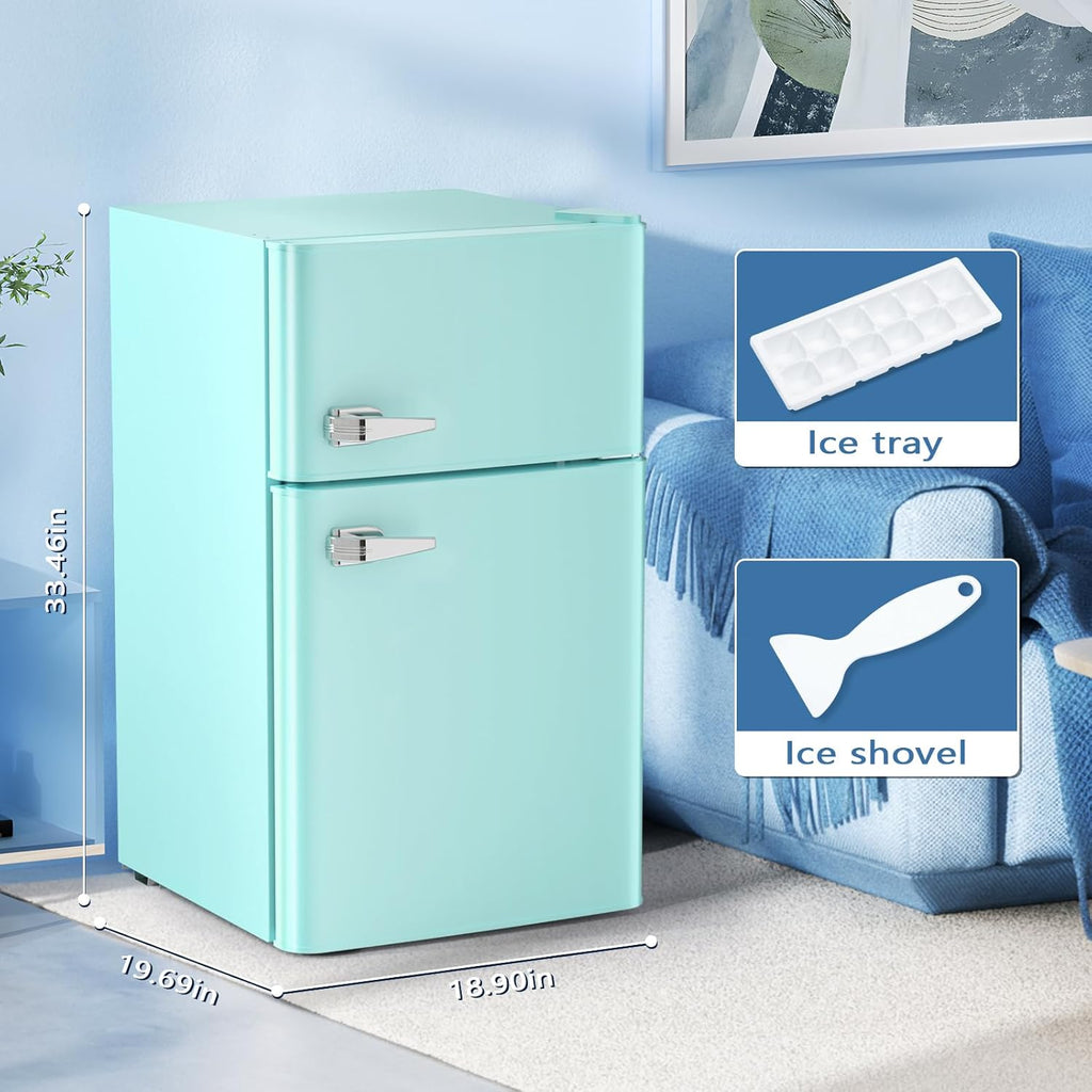 Compact Mini Refrigerator Separate Freezer, 3.2 cu ft. Green D231045