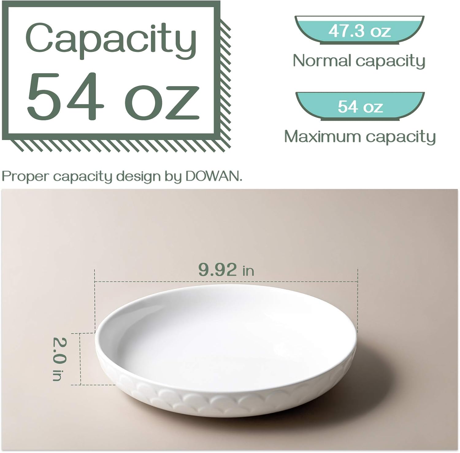 54 oz White Ceramic Pasta Bowls Set of 4 K897