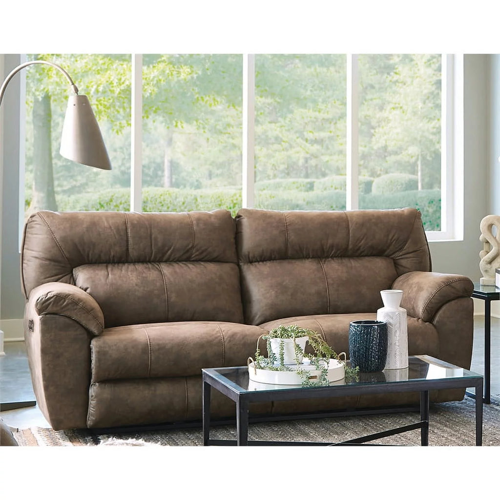 Brown Polyester Power Reclining Sofa J513