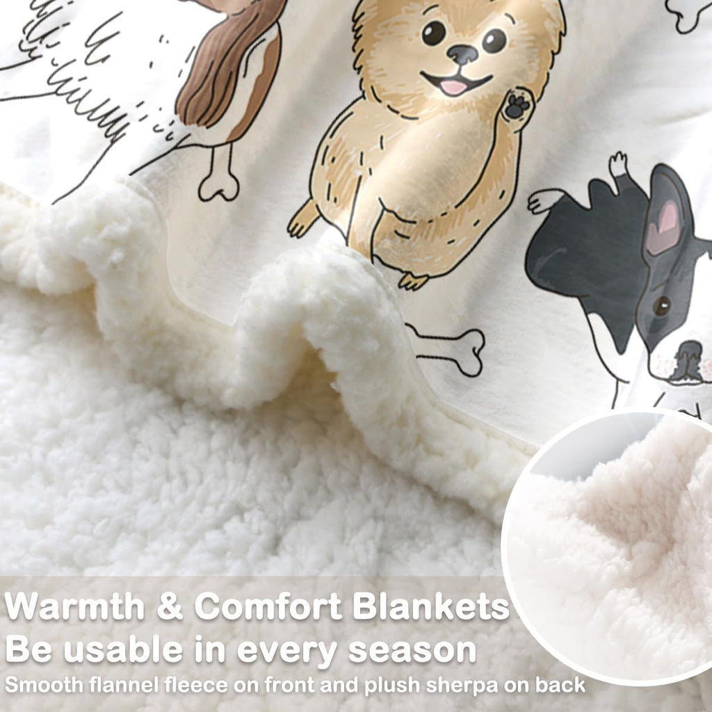 Puppy Print Sherpa Fleece Throw Blanket, Twin (60"X80") O660858