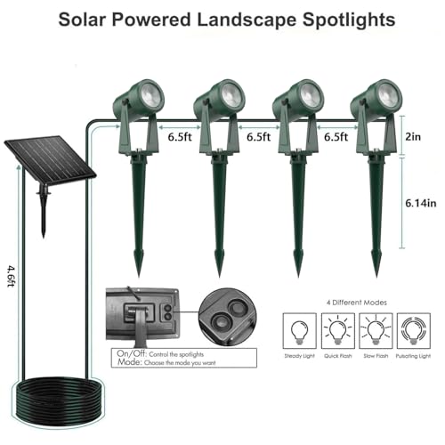 Black Solar Powered Landscape Spotlights (4 Pack, Warm White) N515