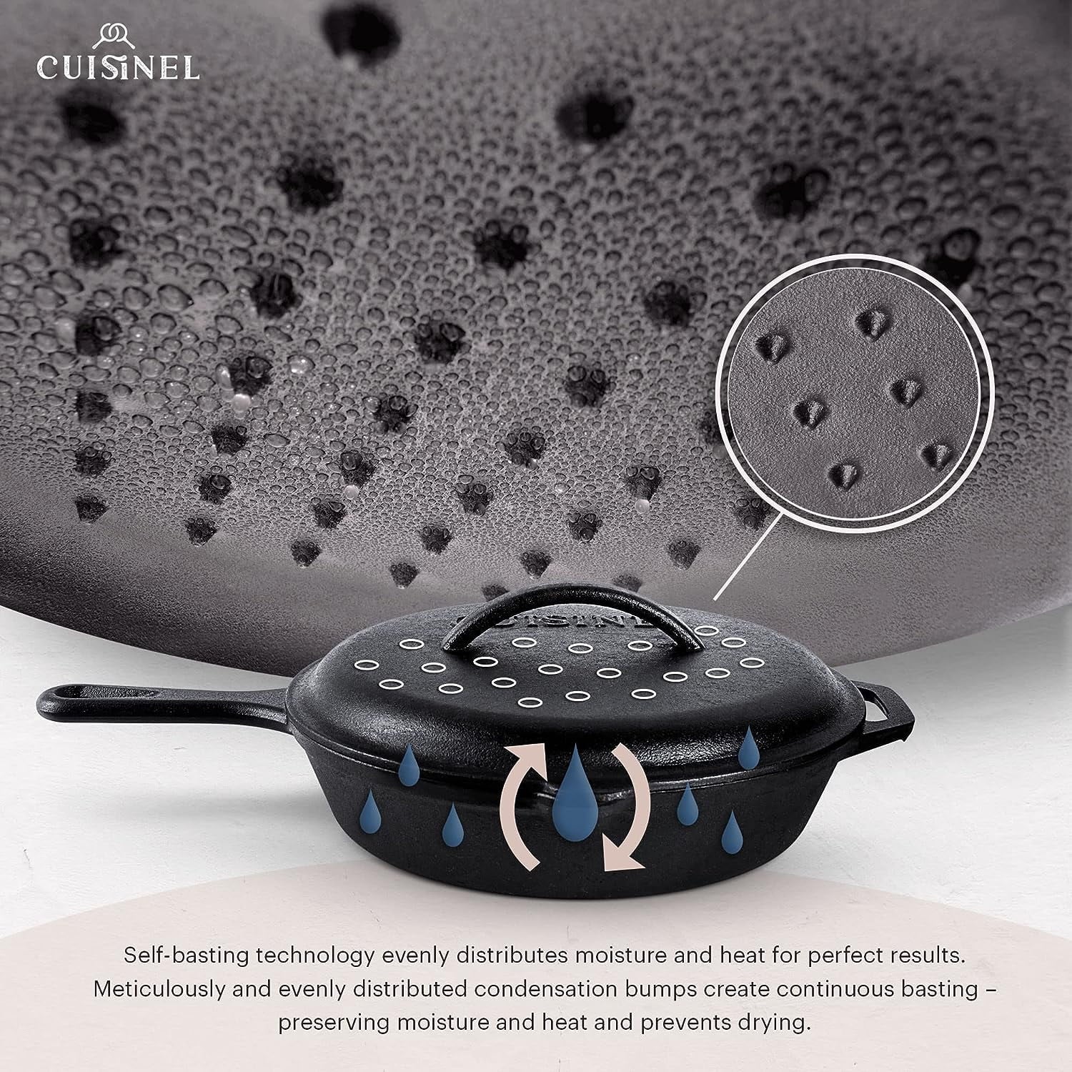 Pre-Seasoned Cast Iron Skillet Set with Lids U247