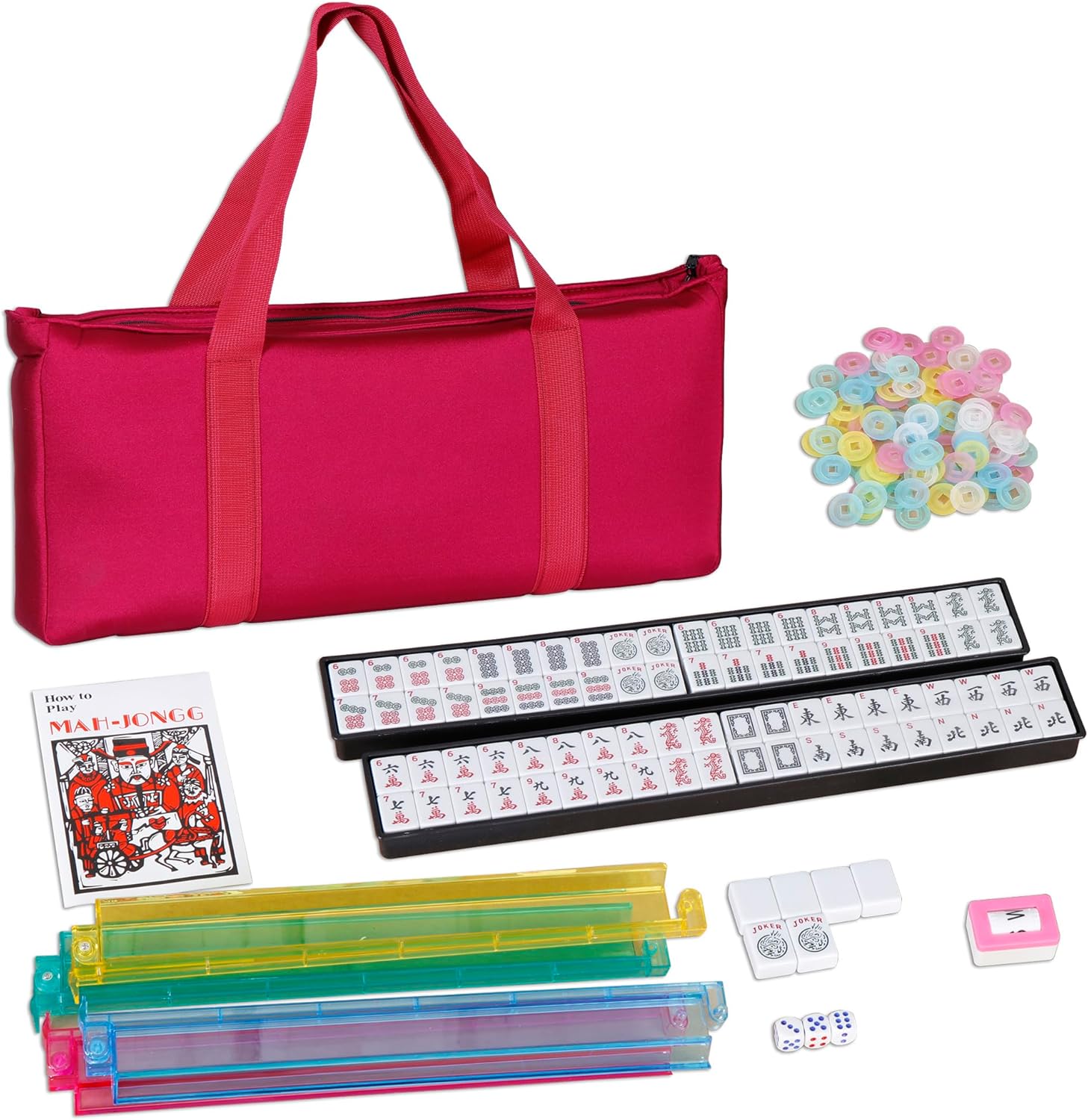 166 Tiles Mah Jongg Set with Burgundy Bag F9351
