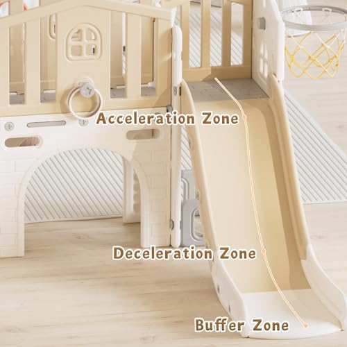 Gray 8 in 1 Toddler Slide Set with Basketball Hoop P894