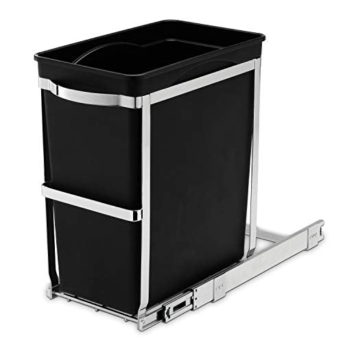 Chrome 35 Liter Dual Compartment Recycling Bin and Trash Can H2427