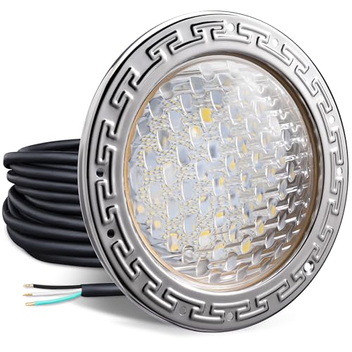 LED Pool Light, 12V AC, 10 inch, 30W, 3000LM, 6500K Cool White, 100FT Cord X592758