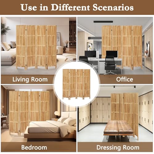 Dark Brown 5.6Ft Wood Folding Room Divider A369