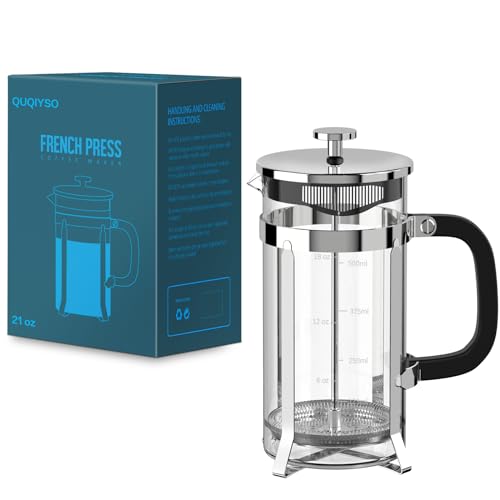 304 Stainless Steel Borosilicate Glass French Press Coffee Maker with 4 Filter M1892
