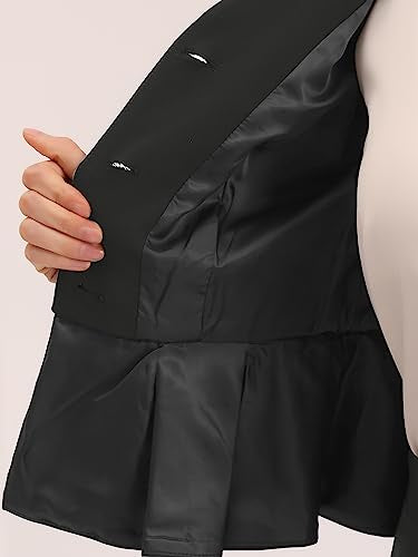 Collarless Peplum Blazer Formal Pencil Skirt Suit D754