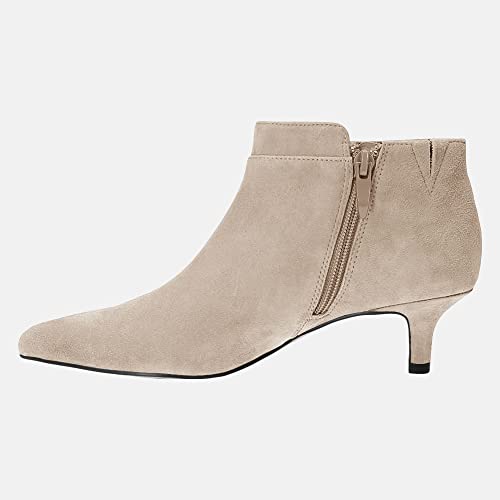 Pointed Toe Ankle Boots Kitten Heels Faux Suede Booties Side Zipper Dress Shoes Z298