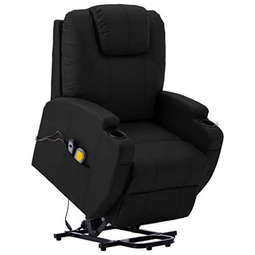 Black Faux Leather Electric Power Lift Massage Chair with 6-Point Vibration Massage H799