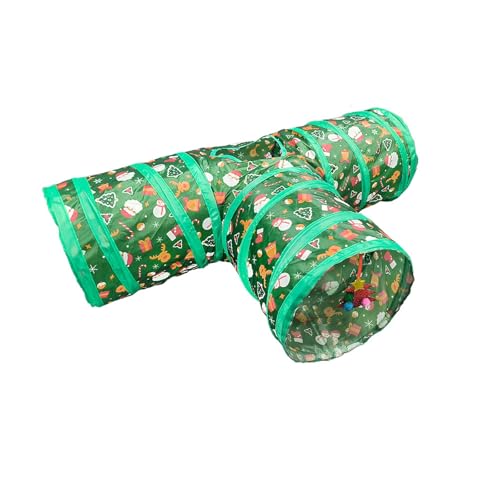 Christmas Cat Tunnel 3-Way Tube Toy with Crinkle and Peek Holes J252582