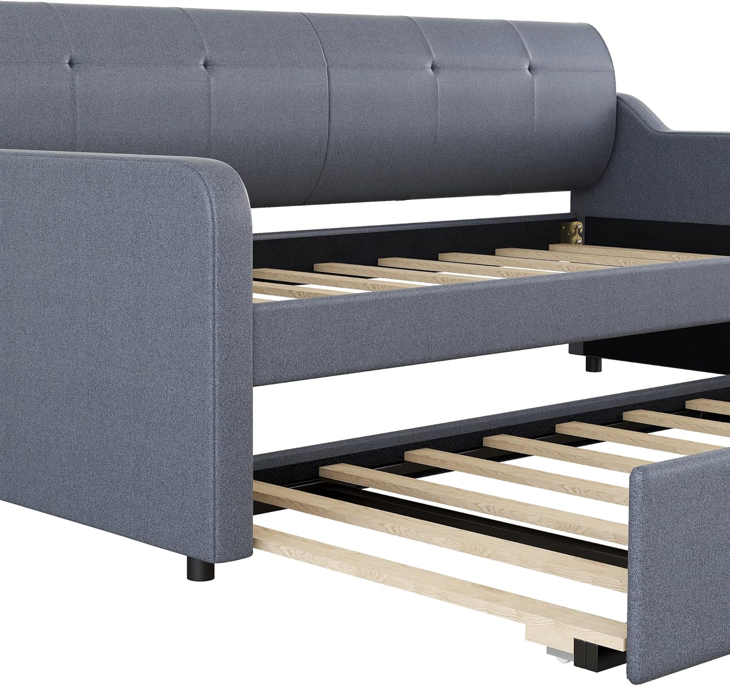 Twin to King Extendable Sofa Bed Frame with Trundle, Grey Y31529
