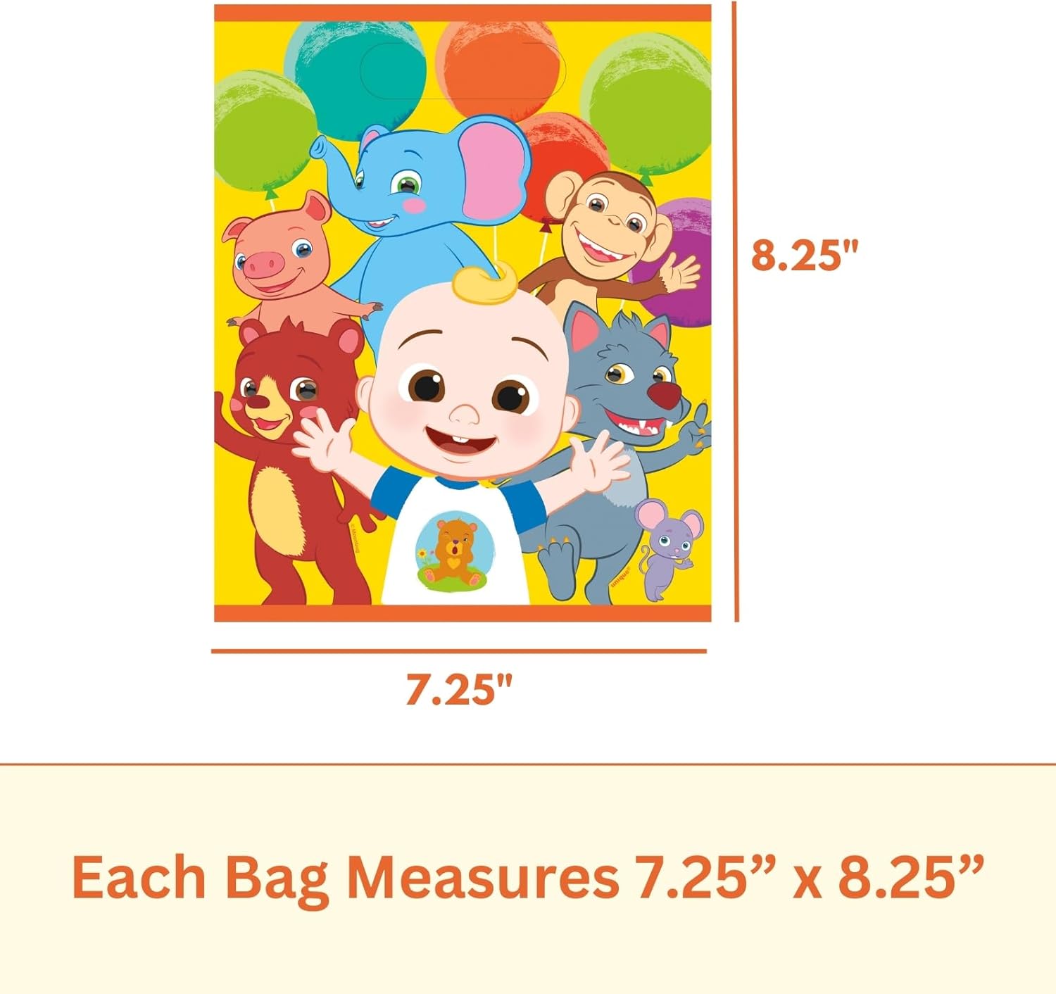 24 Cocomelon Plastic Party Favor Bags P57809