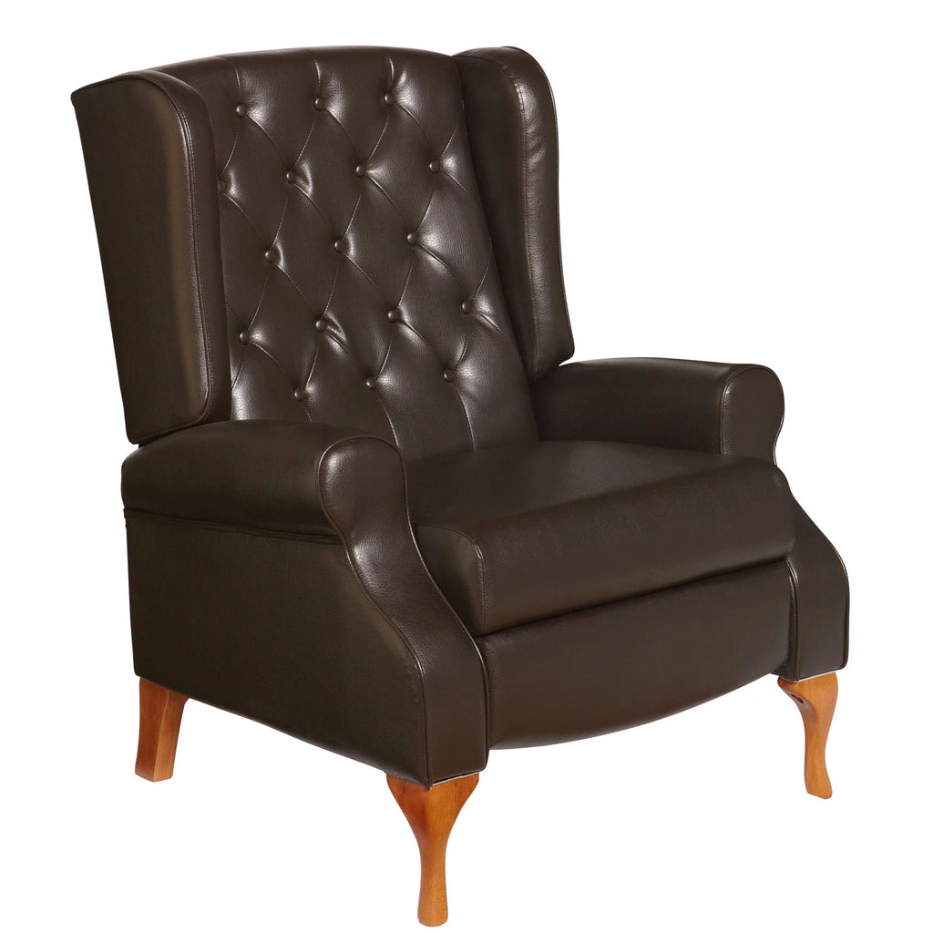 Queen Anne Style Tufted Wingback Recliner Chair T978297